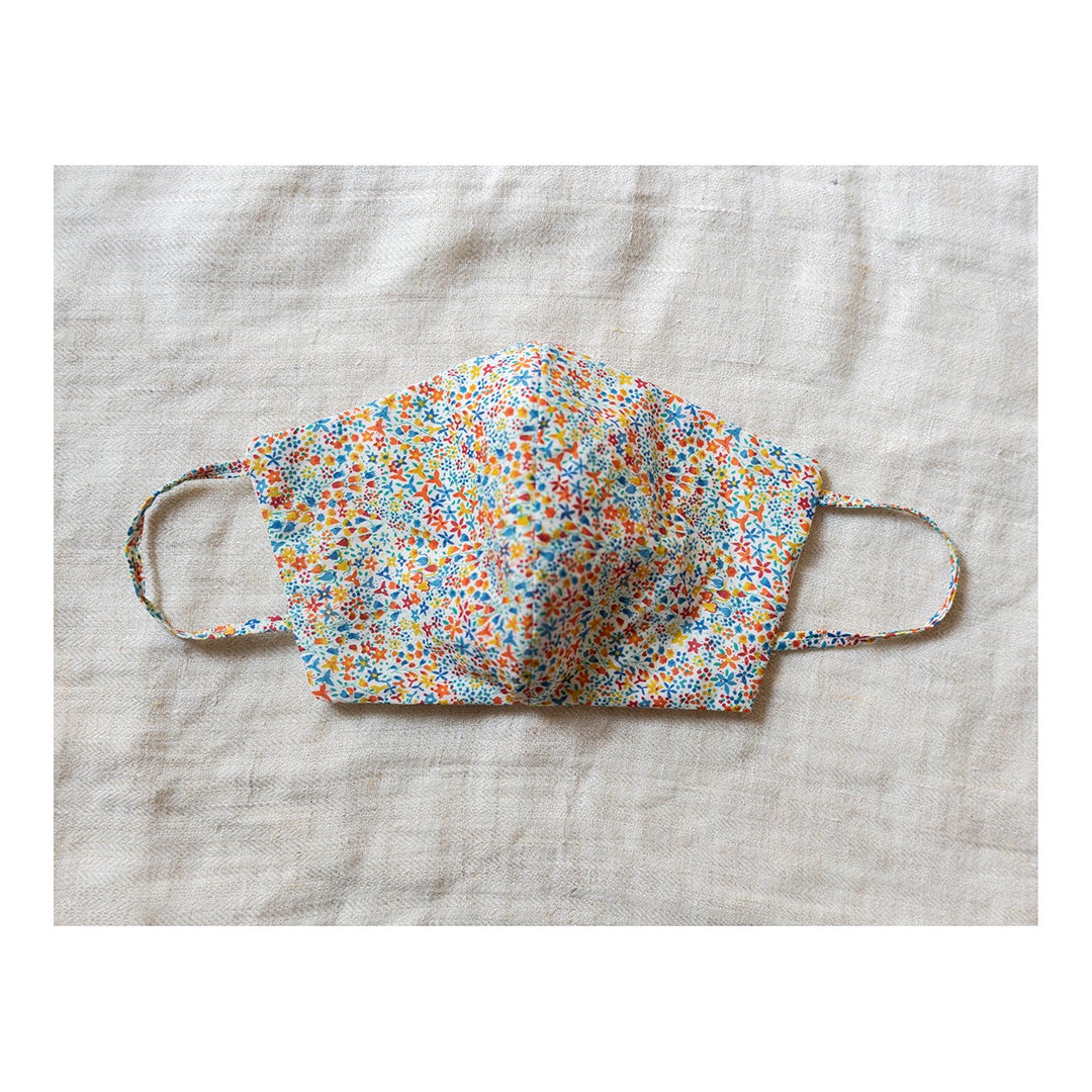 A colorful handmade facemask.