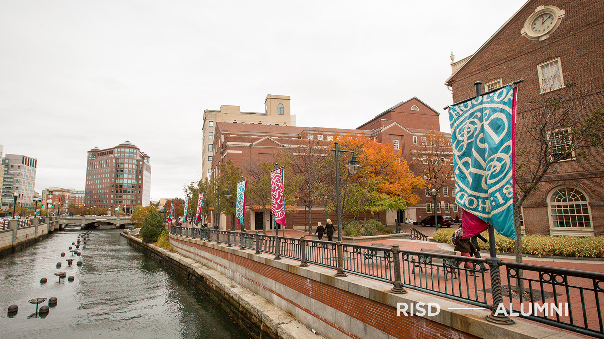 The Providence River and Canal Walk on a cloudy autumn day.