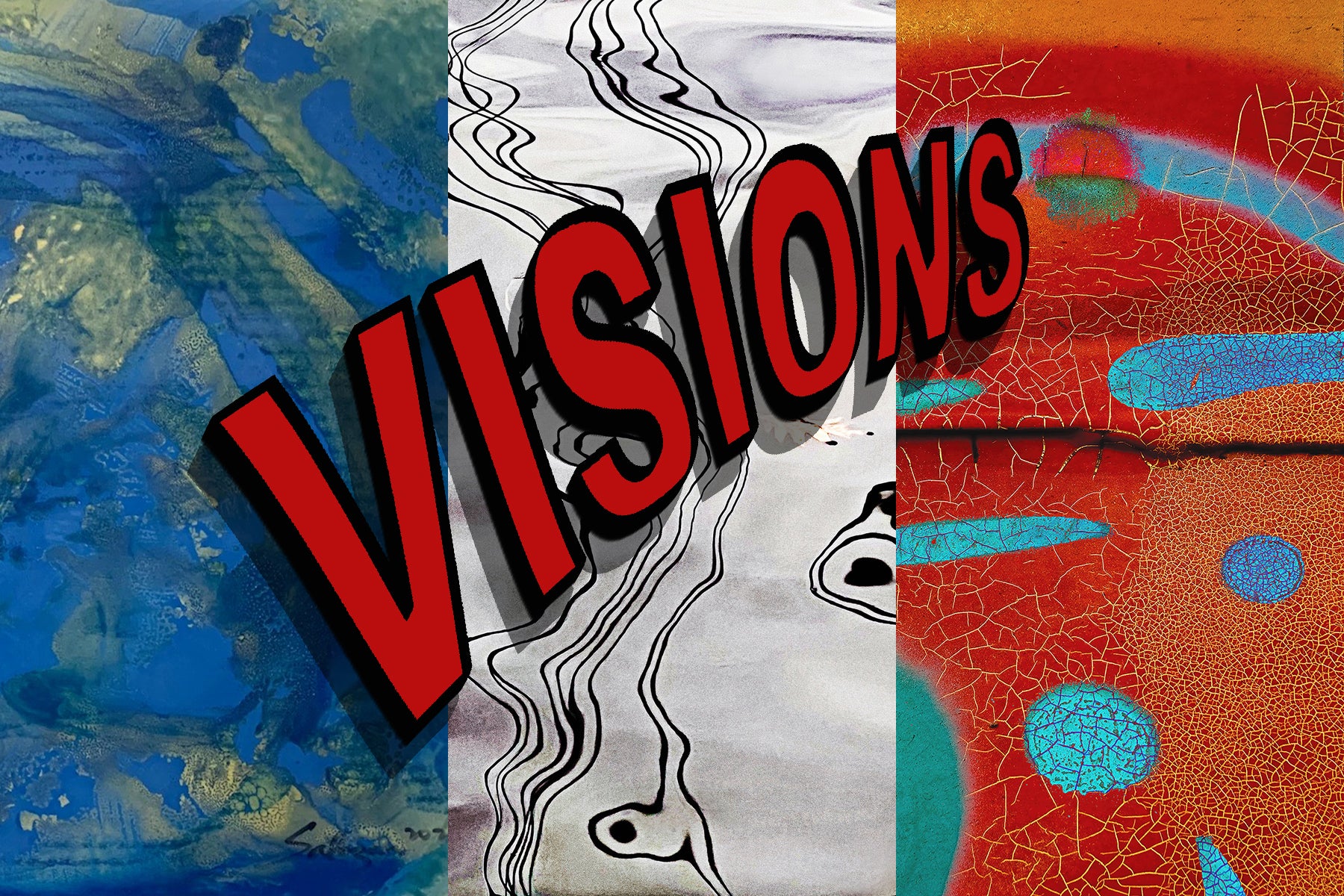A graphic of different patterns that promotes the Transformative Visions exhibition