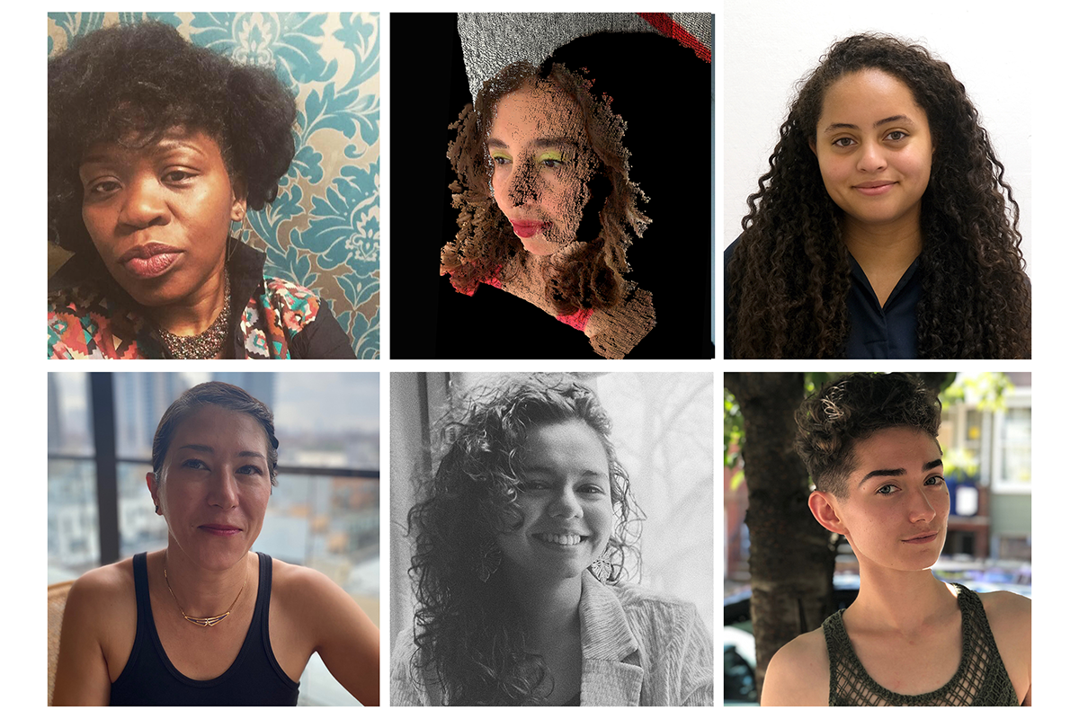Six square headshots of women