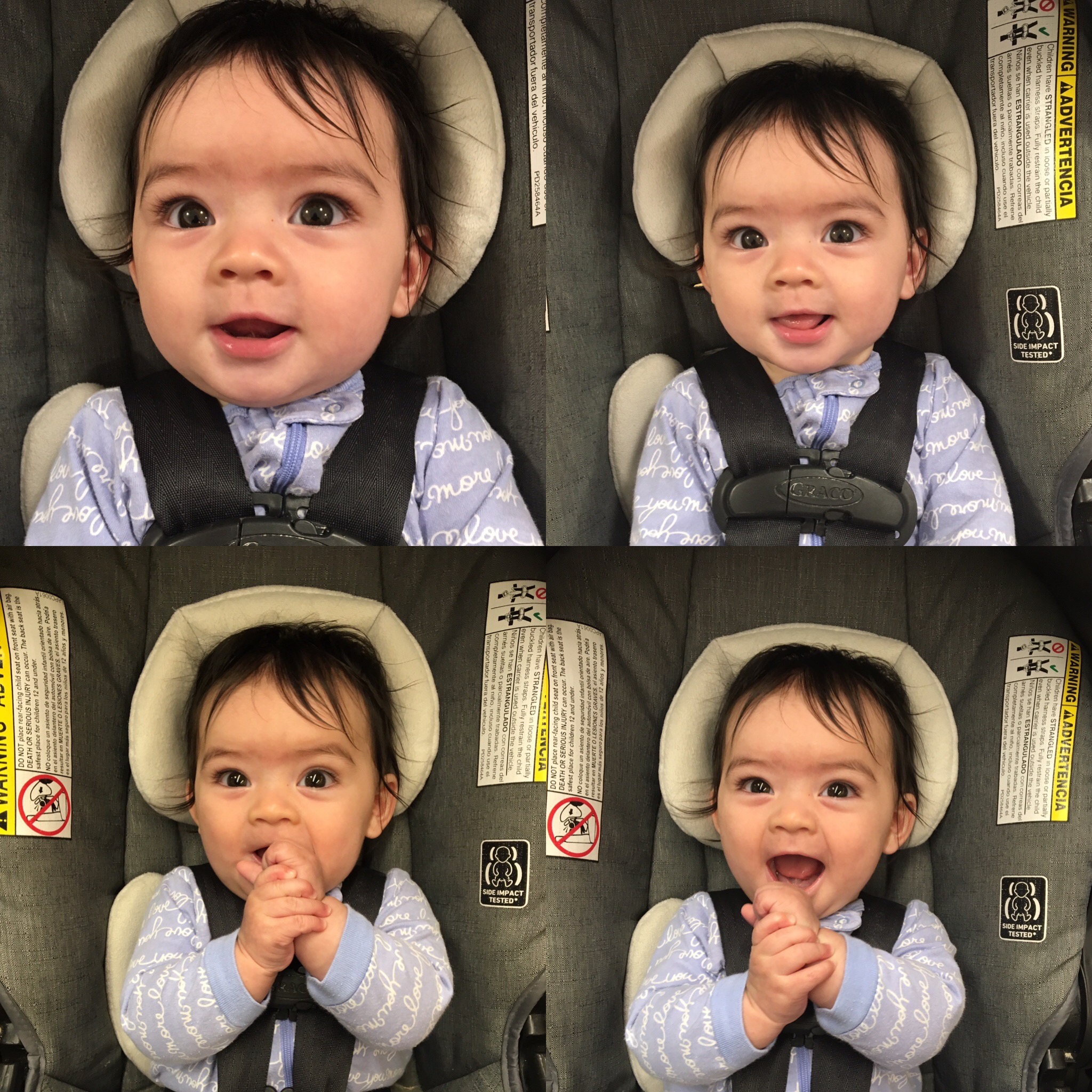 Collage of four photos of a baby