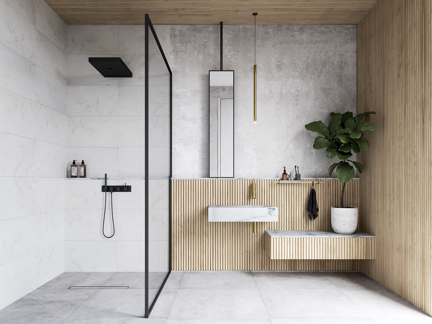 Master Bathroom at Luna House by Sova Studio