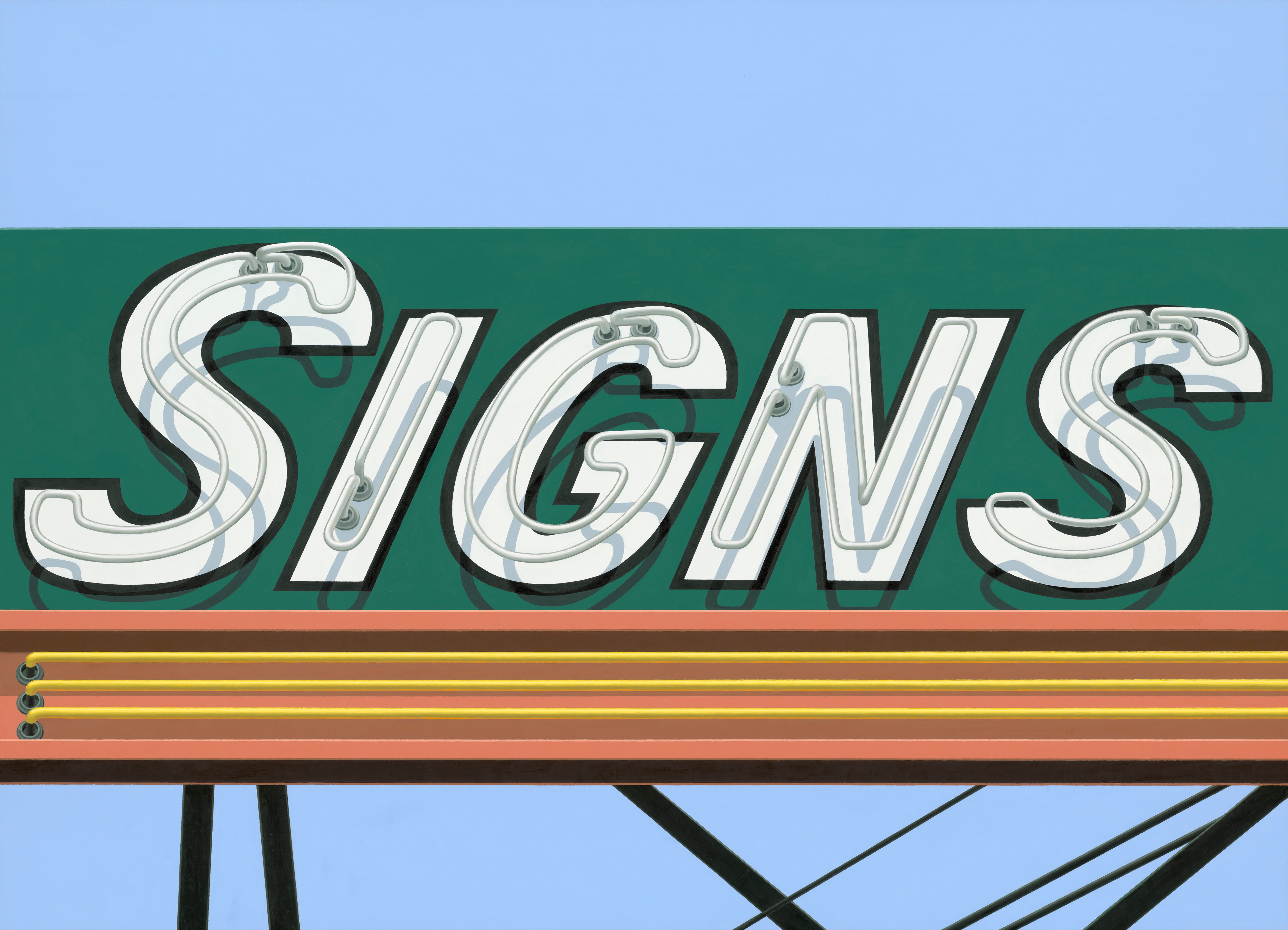 Photo of a neon sign that says "Signs"