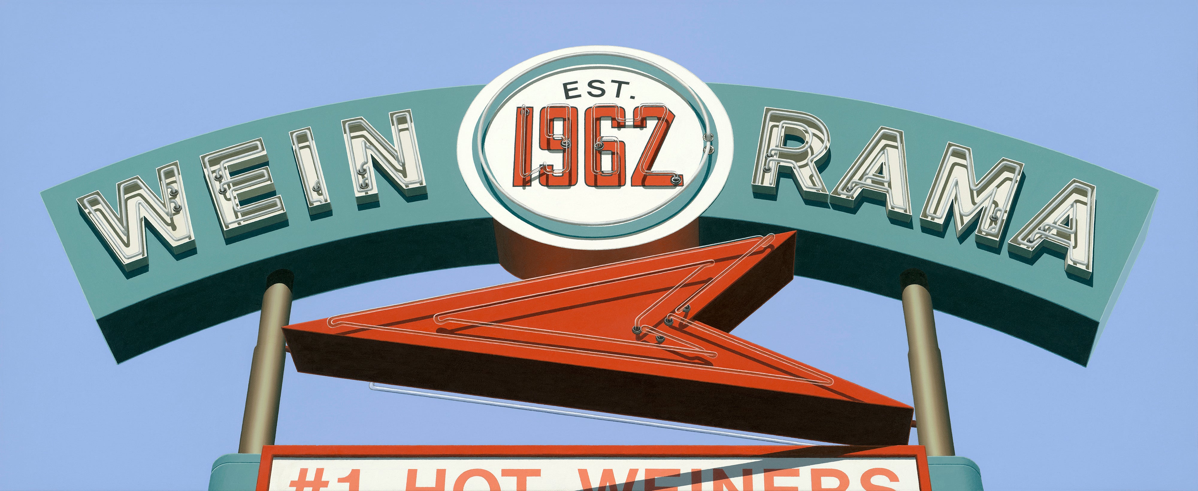 Photo of a neon sign that says "Wein-O-Rama"