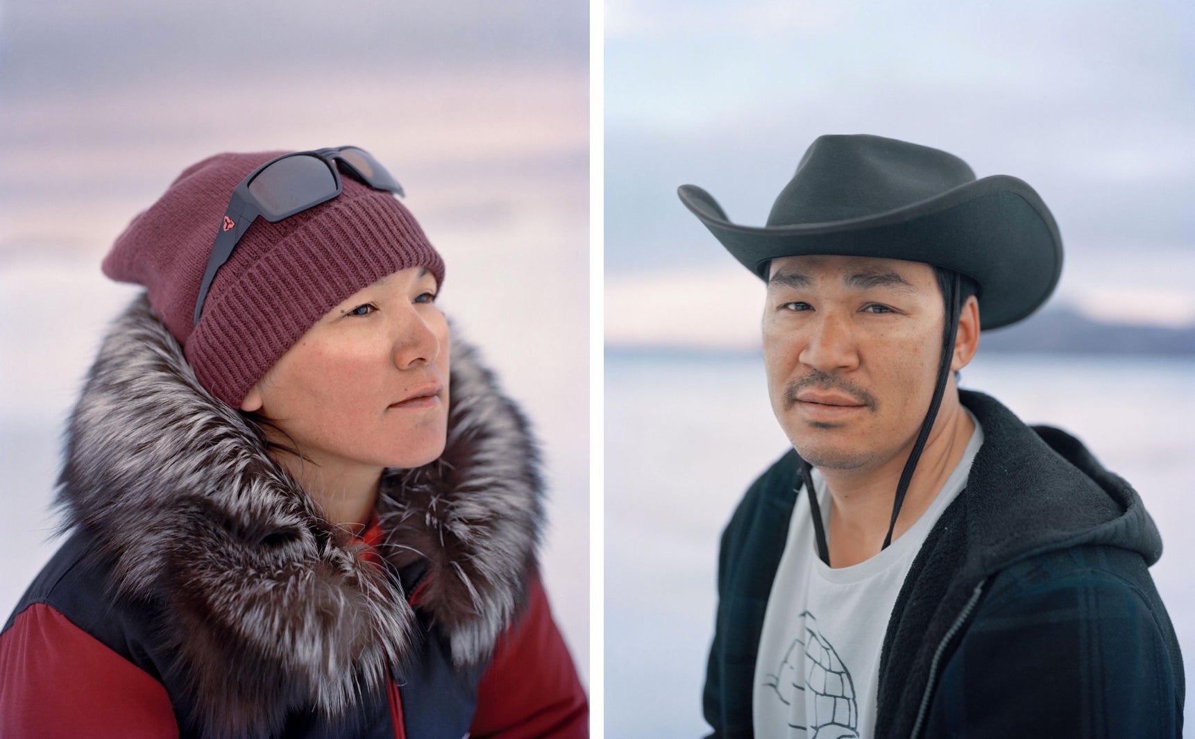 Portraits of Ikpiarjuk residents Marie Naqitarvik (left) and Darcy Enoogoo (right).