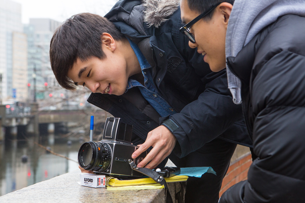 Students using camera
