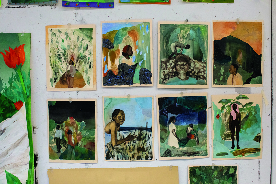 Photo of some of the painting by Sophia-Yemisi Adeyemo-Ross.