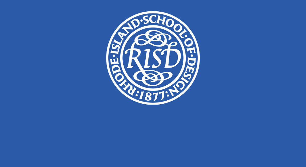 RISD seal in white on a blue background