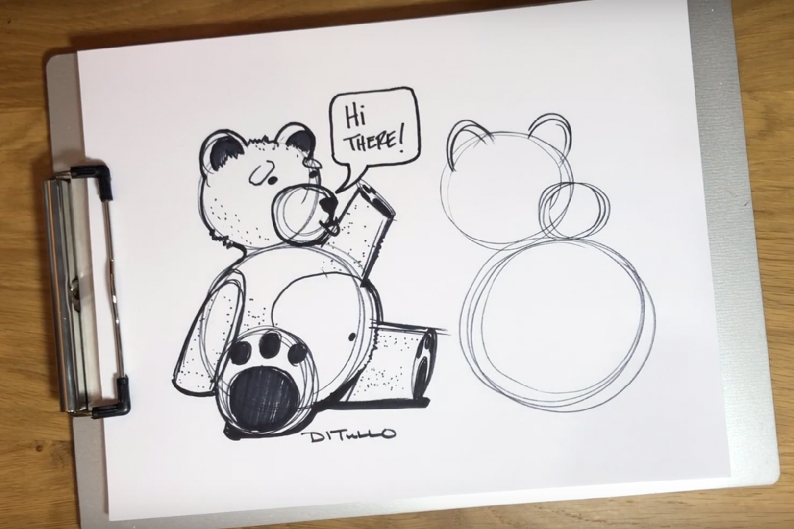 Michael DiTullo's final sketch of a teddy bear.