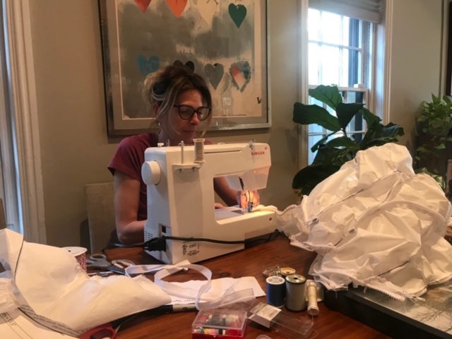 Making respirator cuffs.