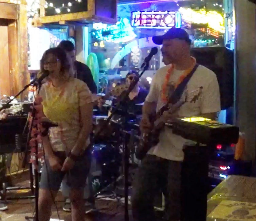 A band playing music.
