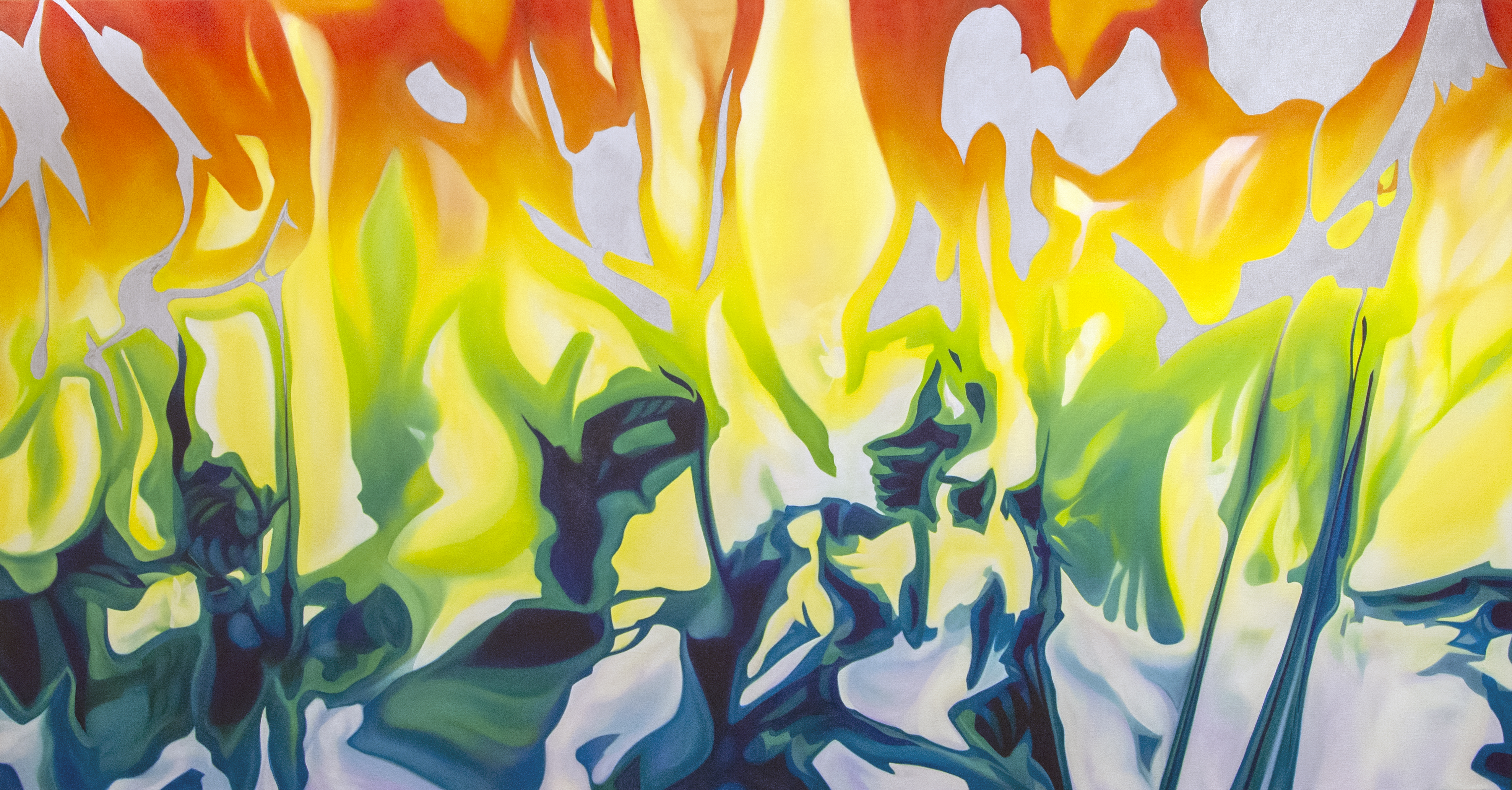 Nathan Miner's Cloud Atlas #1, 2020. Oil paint on linen, 44" x 84" 
