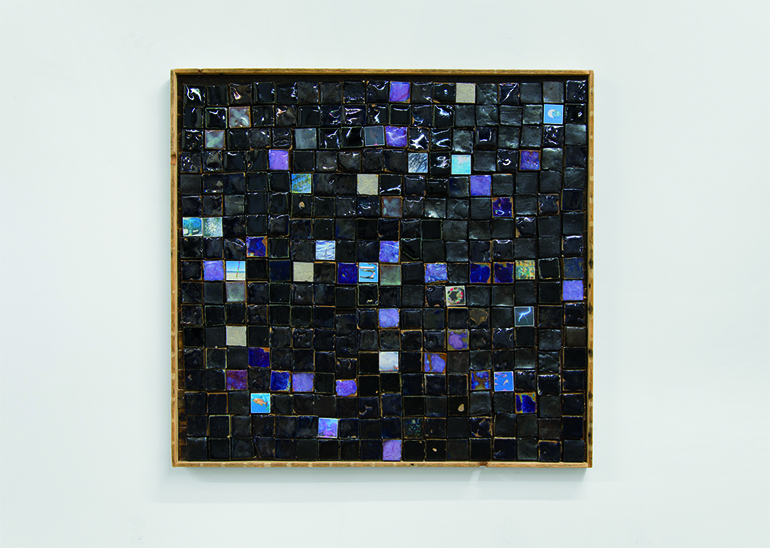 An art piece made of ceramic tiles on wood entitled "Untitled" by Maddy Parrasch made in 2018. Photo courtesy of Safe Gallery, New York. 