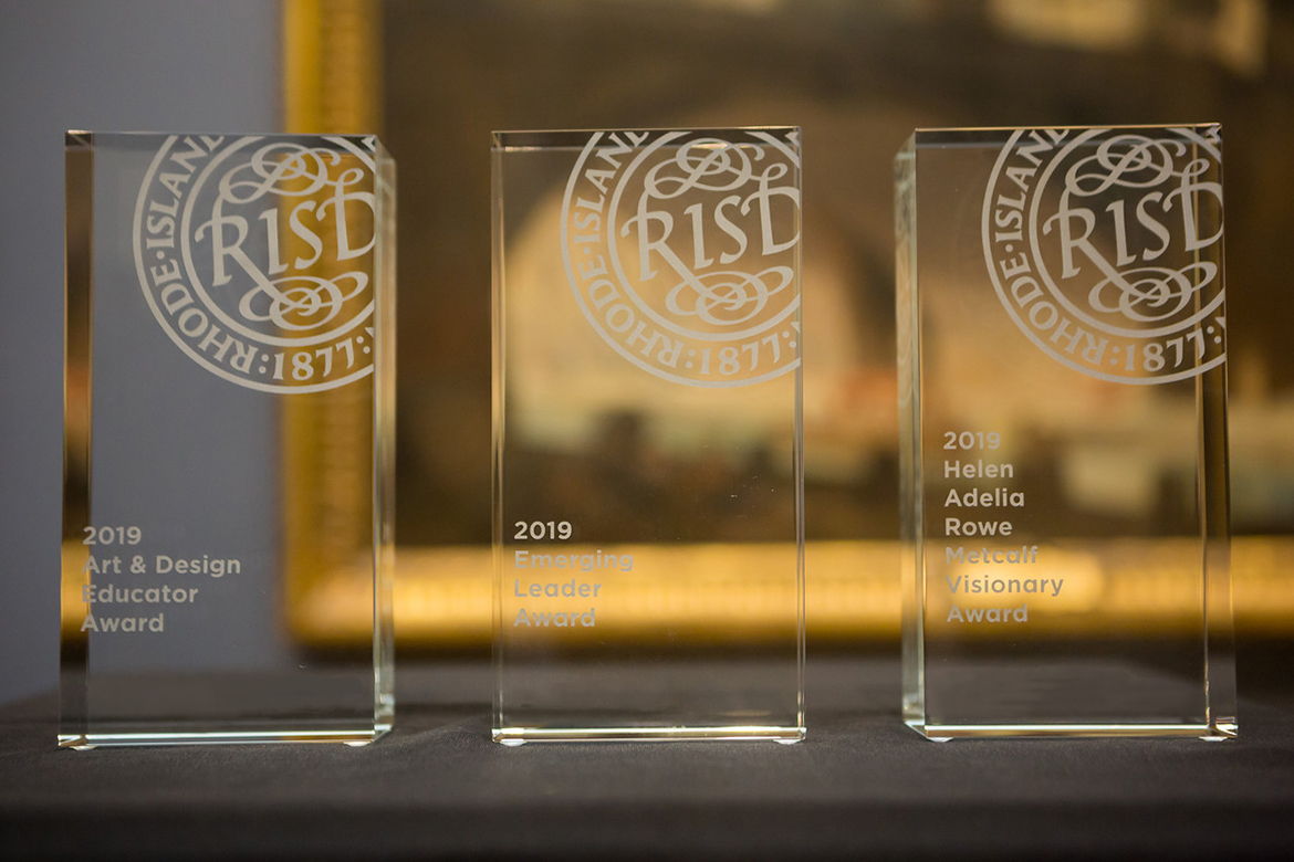 Image of RISD Emerging Leader awards made of glass