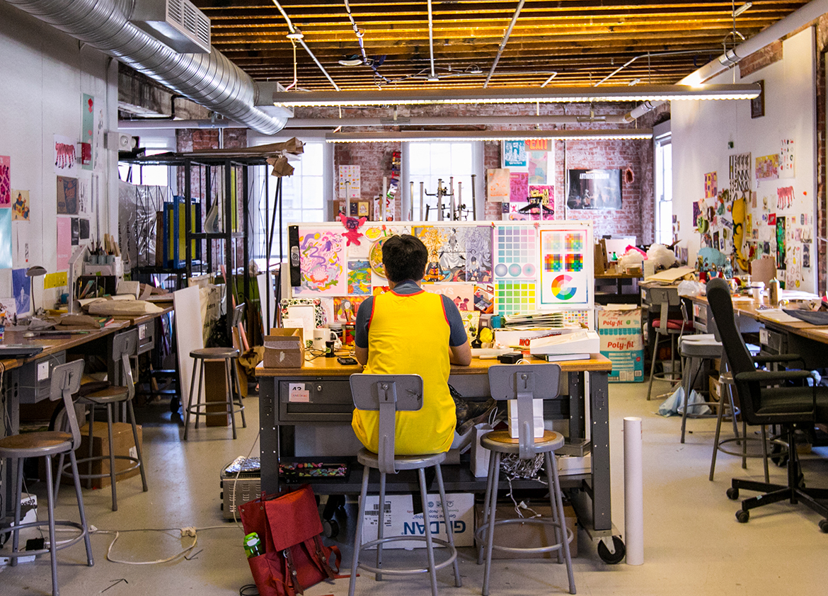 An image of a student in an art studio