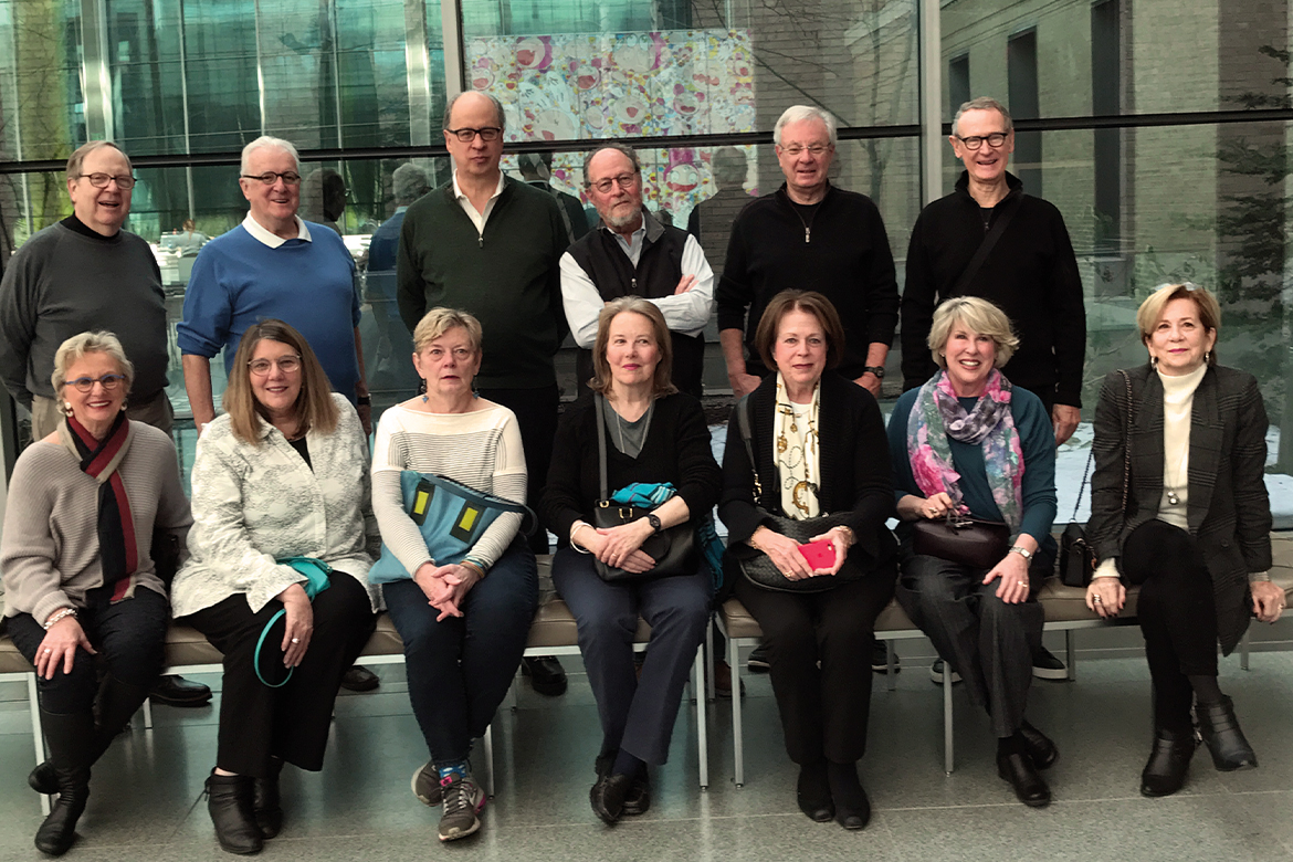 A picture of Nancy Murphy, Nancy Hammer, Patricia White, Clara Dale, Catherine Haining, Pam Tobey, Gayle Mandle Back row: Dick Haining, Stuart Murphy, John Dale, Bill Hammer, Phil Tobey, Roger Mandle.