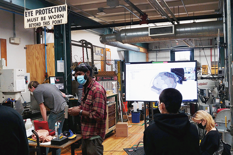 Students in a studio setting 