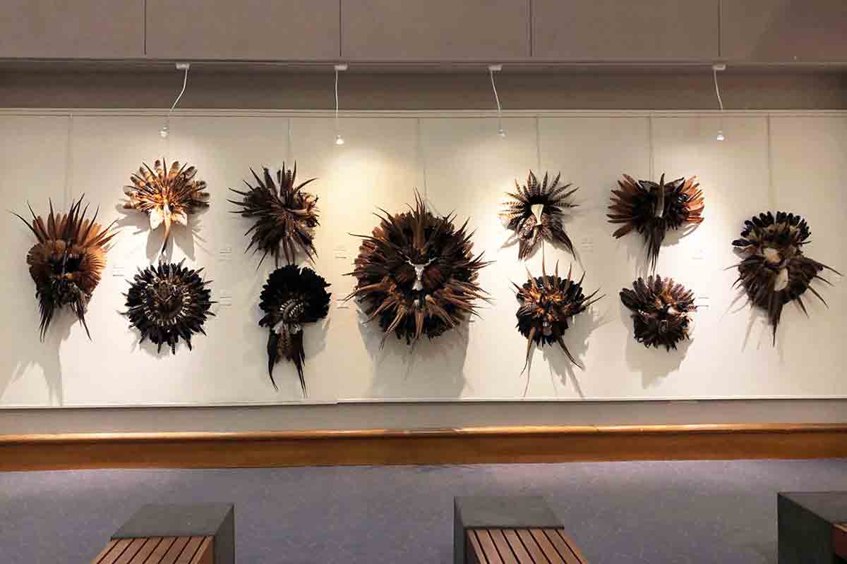 Works made of feathers and other materials by Cynthia Ross Meeks