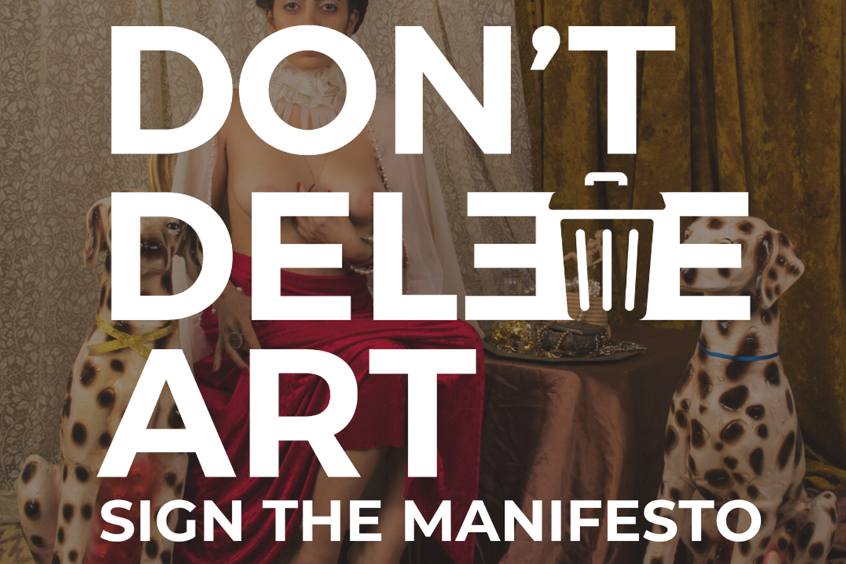 A promotional image for the Don't Delete Art Manifesto