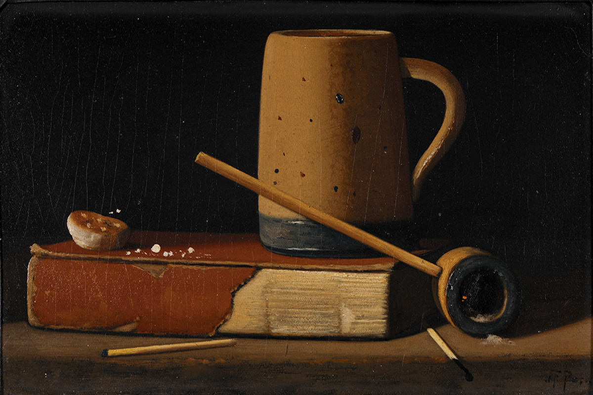 The Museum Associates have helped the museum acquire works of art and design, including the oil painting “Pipe and Mug” by John Frederick Peto, pictured.