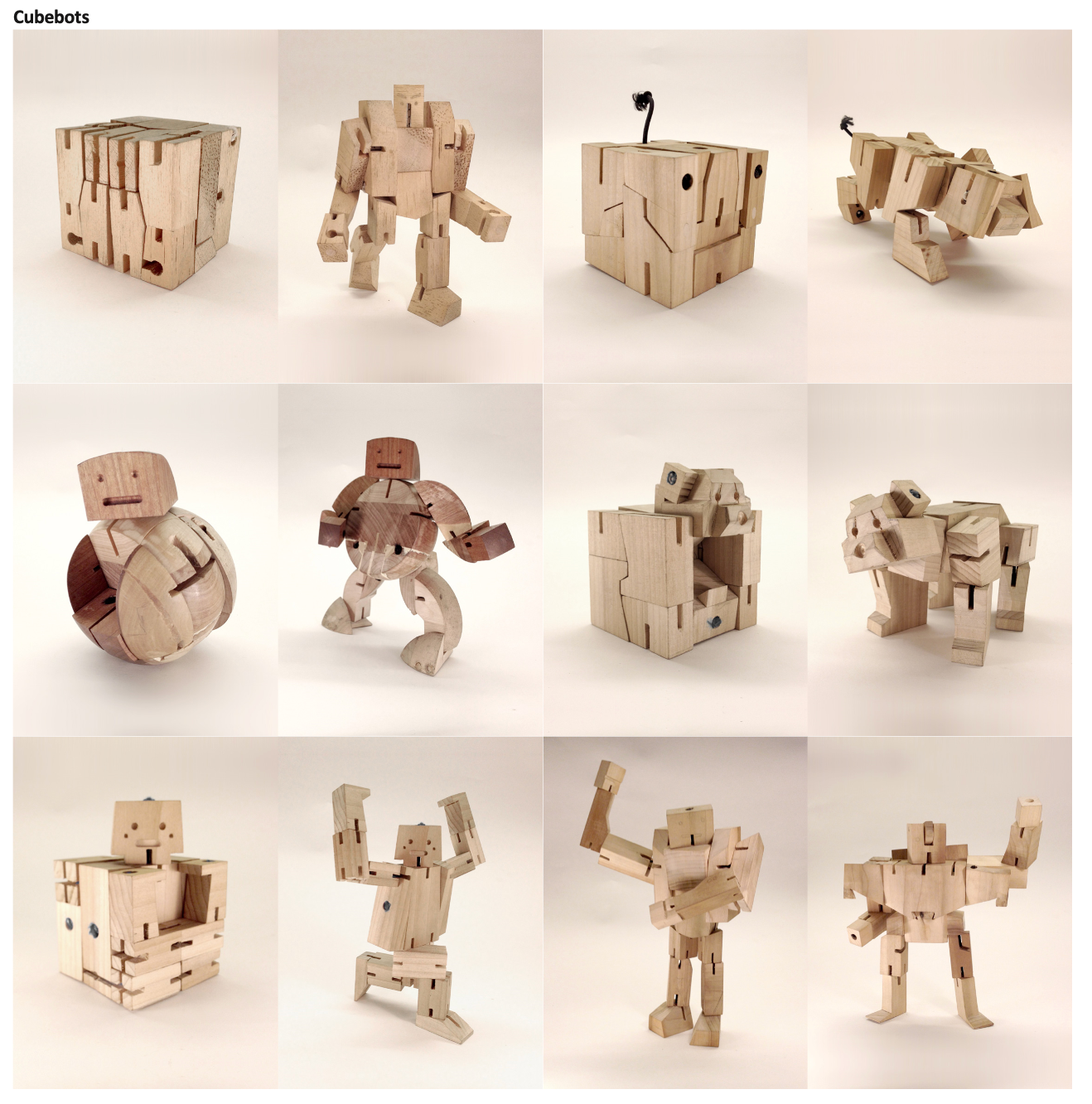 A series of wooden figures