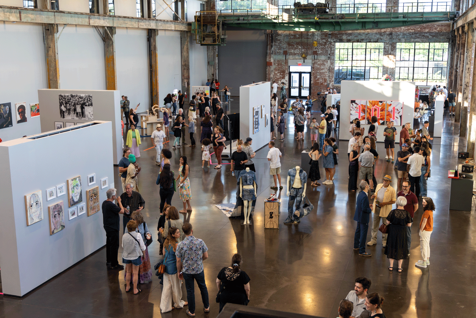 A crowd in an exhibition hall