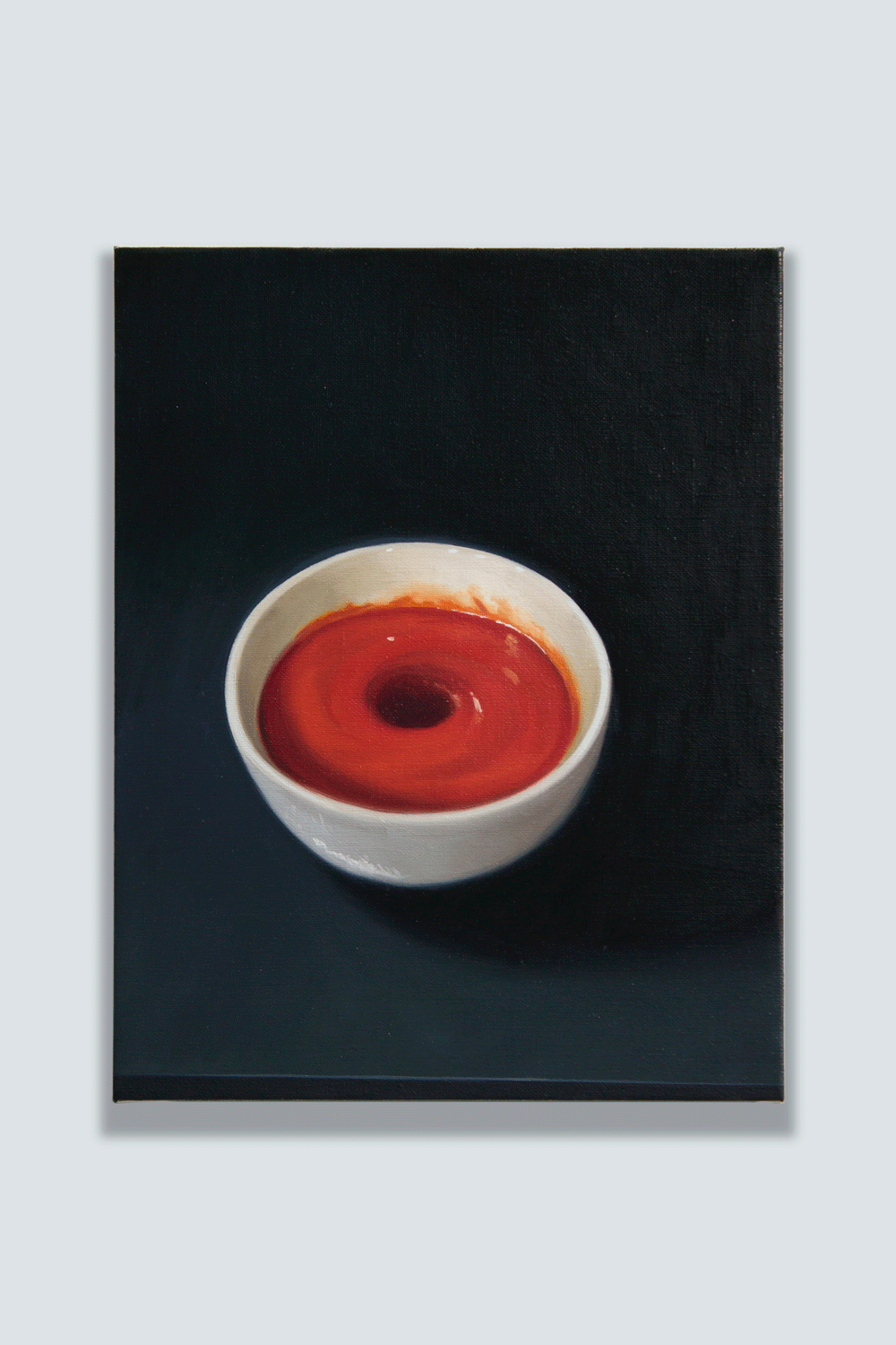 A painting of a bowl of tomato soup