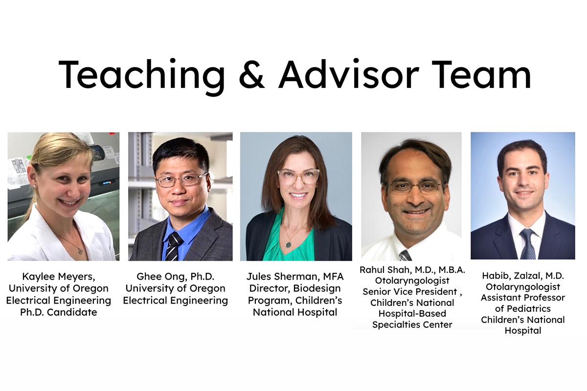 The headshots of five individuals from the Teaching & Advisor Team