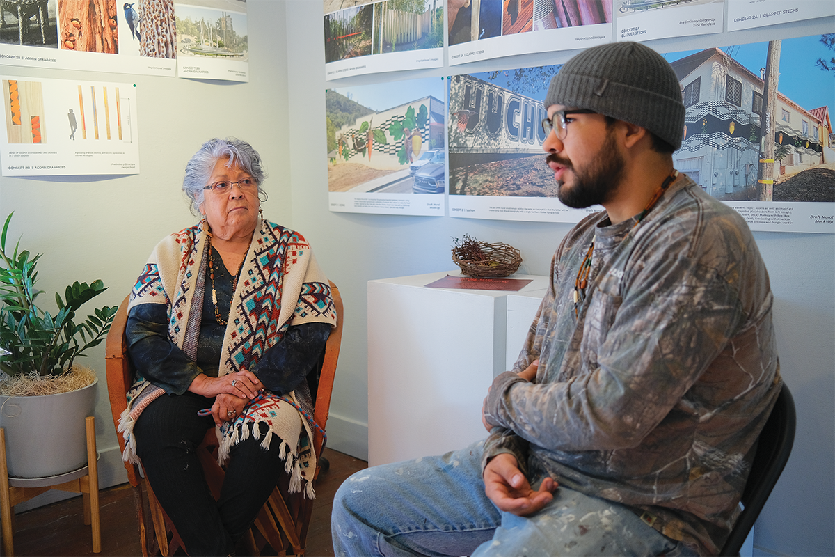 Sandra Chapman, chairperson of the Miwuk Nation, with Aanthony Lerma, stewardship coordinator. Photo by Helder Mira