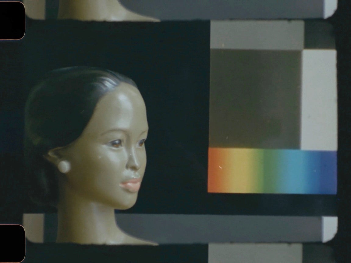 Still from “Trompe l’Oeil: Black Leader” (2023) by Ina Archer, 16mm film, color, sound, 3 minutes — Courtesy of the artist and Microscope Gallery, New York
