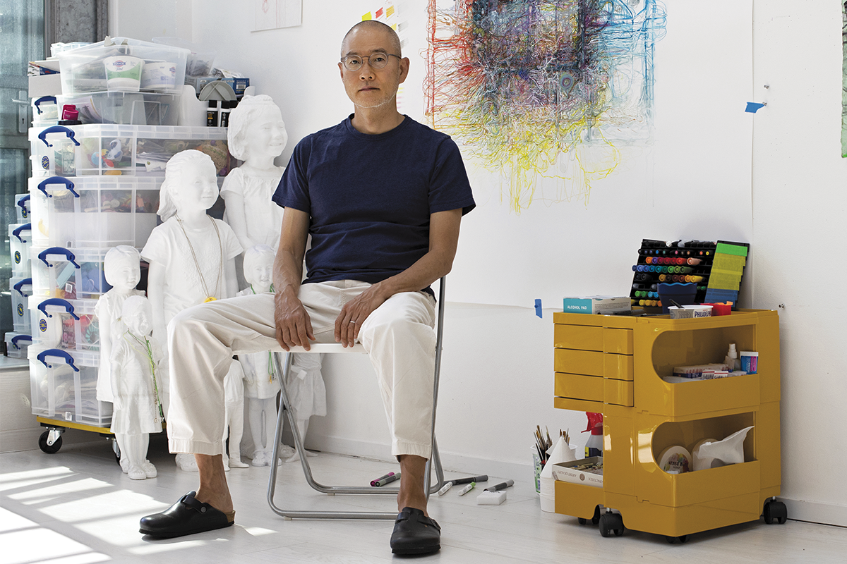 A portrait of Do Ho Suh in his studio, 2022. ©Gautier Deblonde, all rights reserved DACS 2024