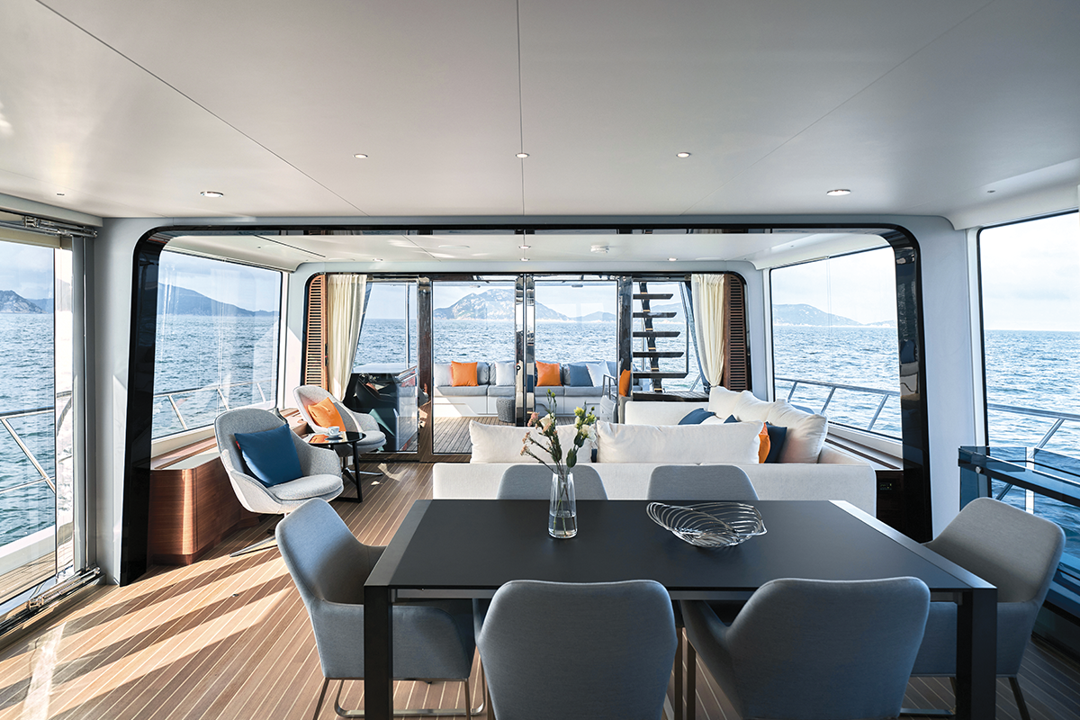 Interior of CLX96 yacht.