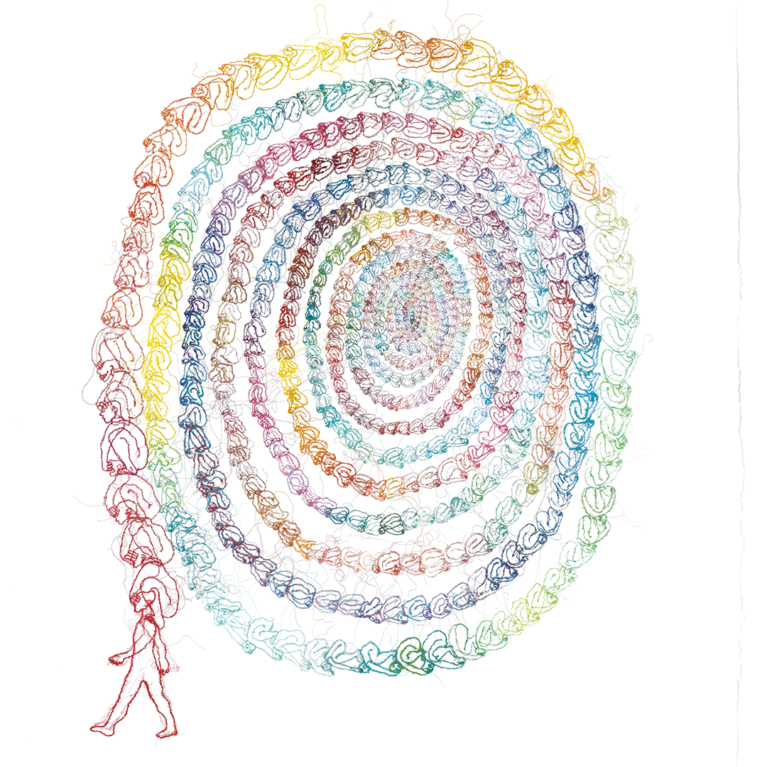 Wise Man, 2023, thread drawing embedded in STPI handmade cotton paper. Produced at STPI – Creative Workshop & Gallery, Singapore. ©Do Ho Suh. Courtesy of the artist and STPI