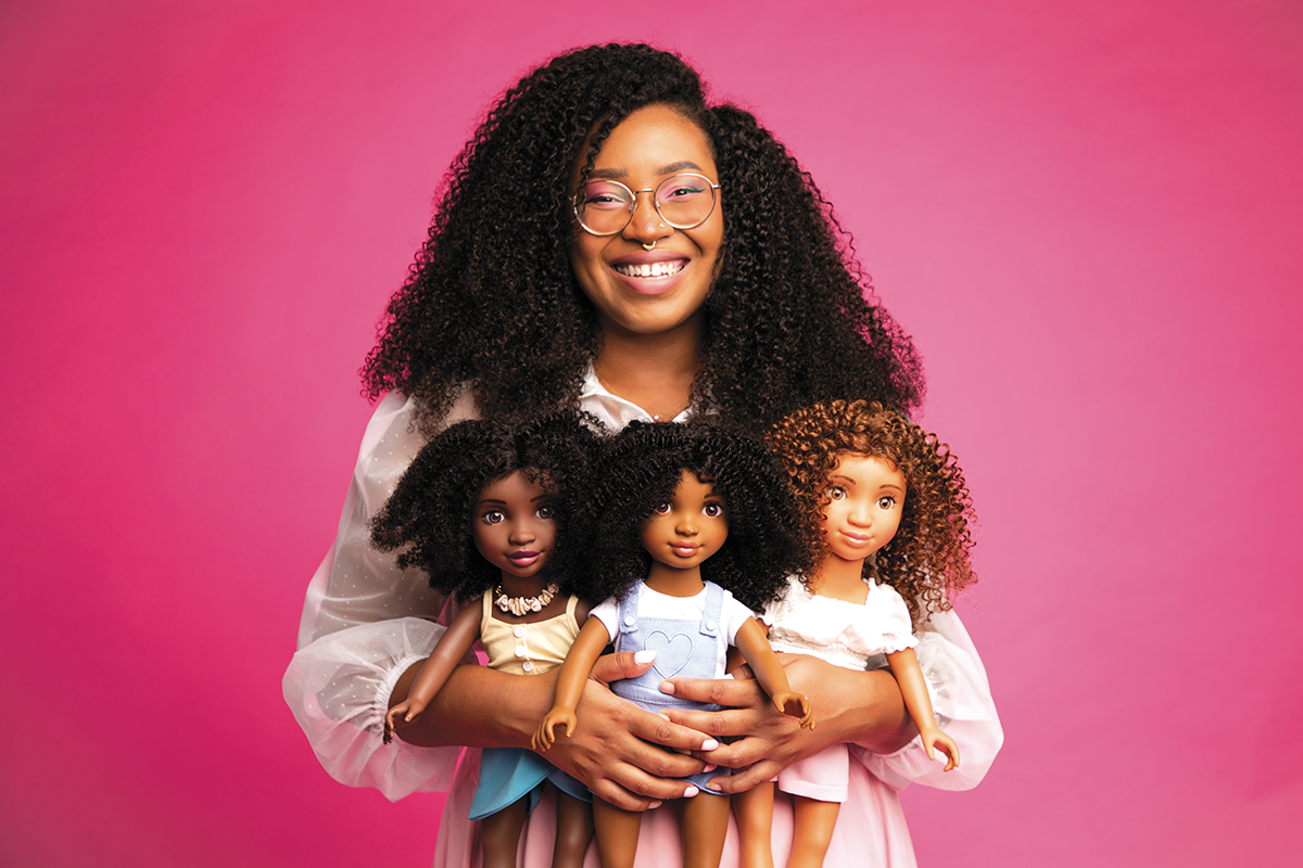 Healthy Roots founder Yelitsa Jean-Charles with the three “Curl Friends” Gaïana, Zoe and Marisol. Photo by Jasmine Sumlin at Livin For Media.