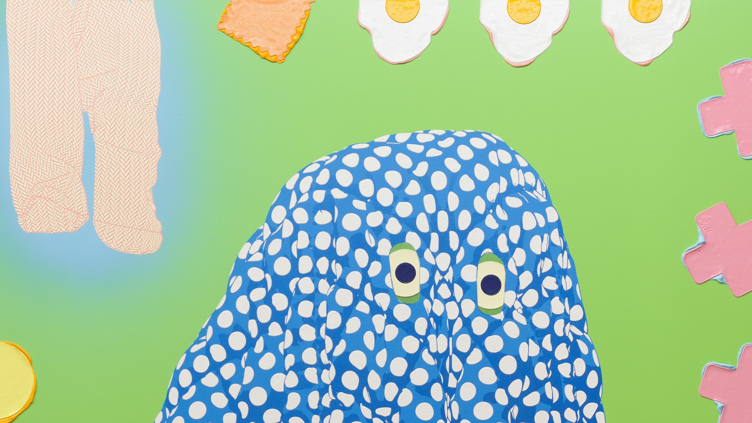 Value added Harm Reduction, 2024 (detail) oil on canvas 44x63.78 inches, 111x162 cm