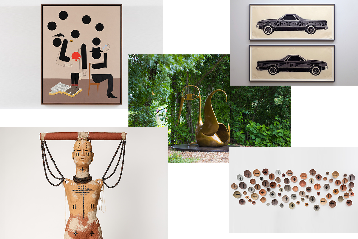 Works by Rose B. Simpson and Clare Rojas