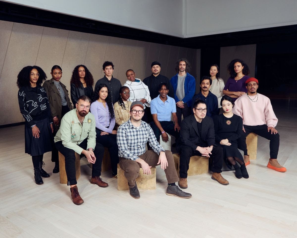 The 2025 – 2026 Open Call artists Left to right, front row: James Caverly, Nicholas Oh and A young Yu (AYDO). Middle row: Andrew Morrill, Mel Corchado, Laurena Finéus, Jarrett Key, Zain Alam, Luis Vasquez La Roche. Back row: Katherine Paola De La Cruz, Marwa Eltahir, Patricia Encarnación, Tyson Houseman, Nehprii Amenii, Victor “MARKA27” Quiñonez, Avi Amon, Lily Yang (of Lily Honglei), Yelaine Rodriguez. Not pictured: Rudi Goblen, Chelsea Odufu. Photo: Dana Golan.
