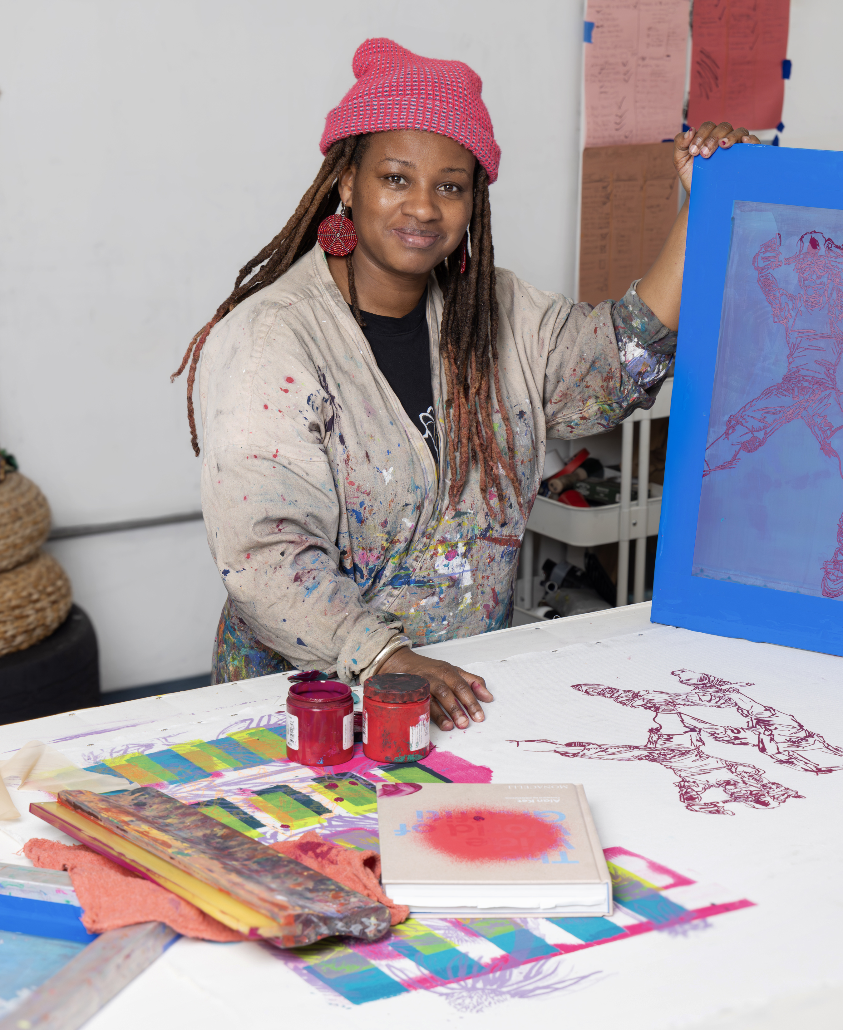 Jazzmen Lee Johnson at a work table in her Atlantic Mills studio