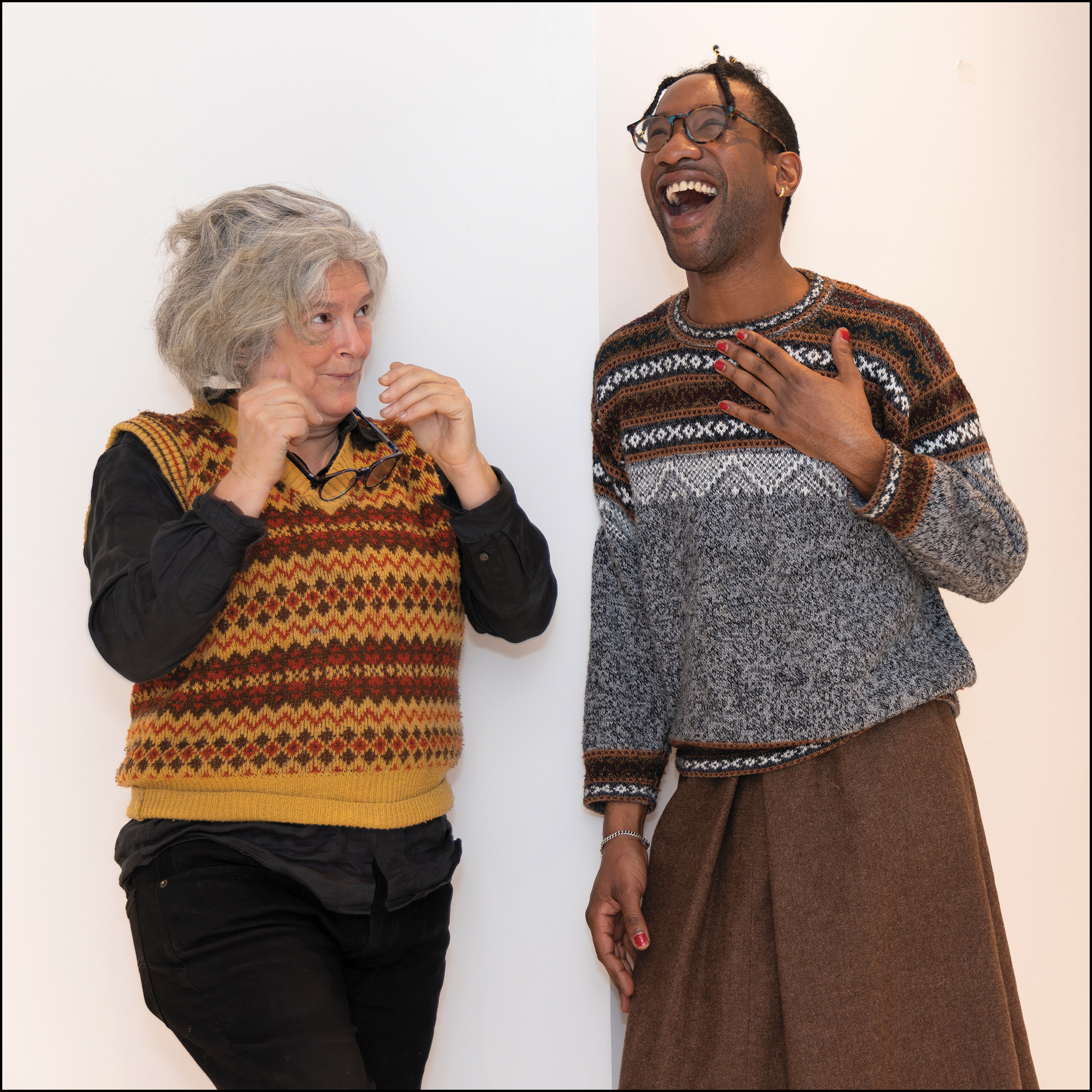 Angela Dufresne, painting professor, (left) and Jarrett Key, painting critic