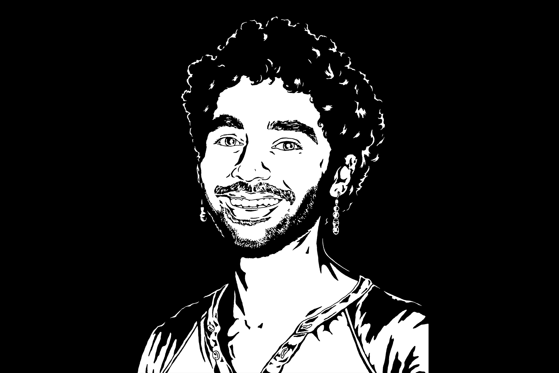 Black and White Illustration of Miguel Lastra 