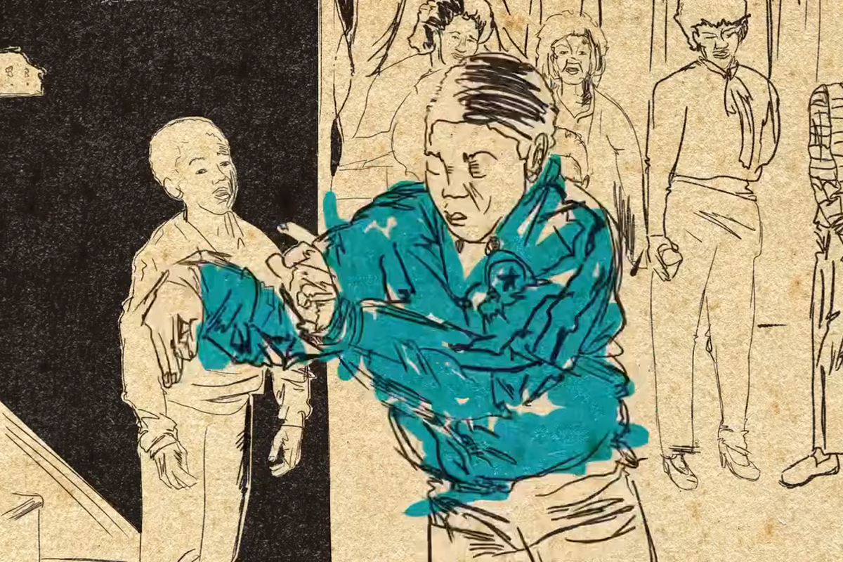 Illustrated still from an animation