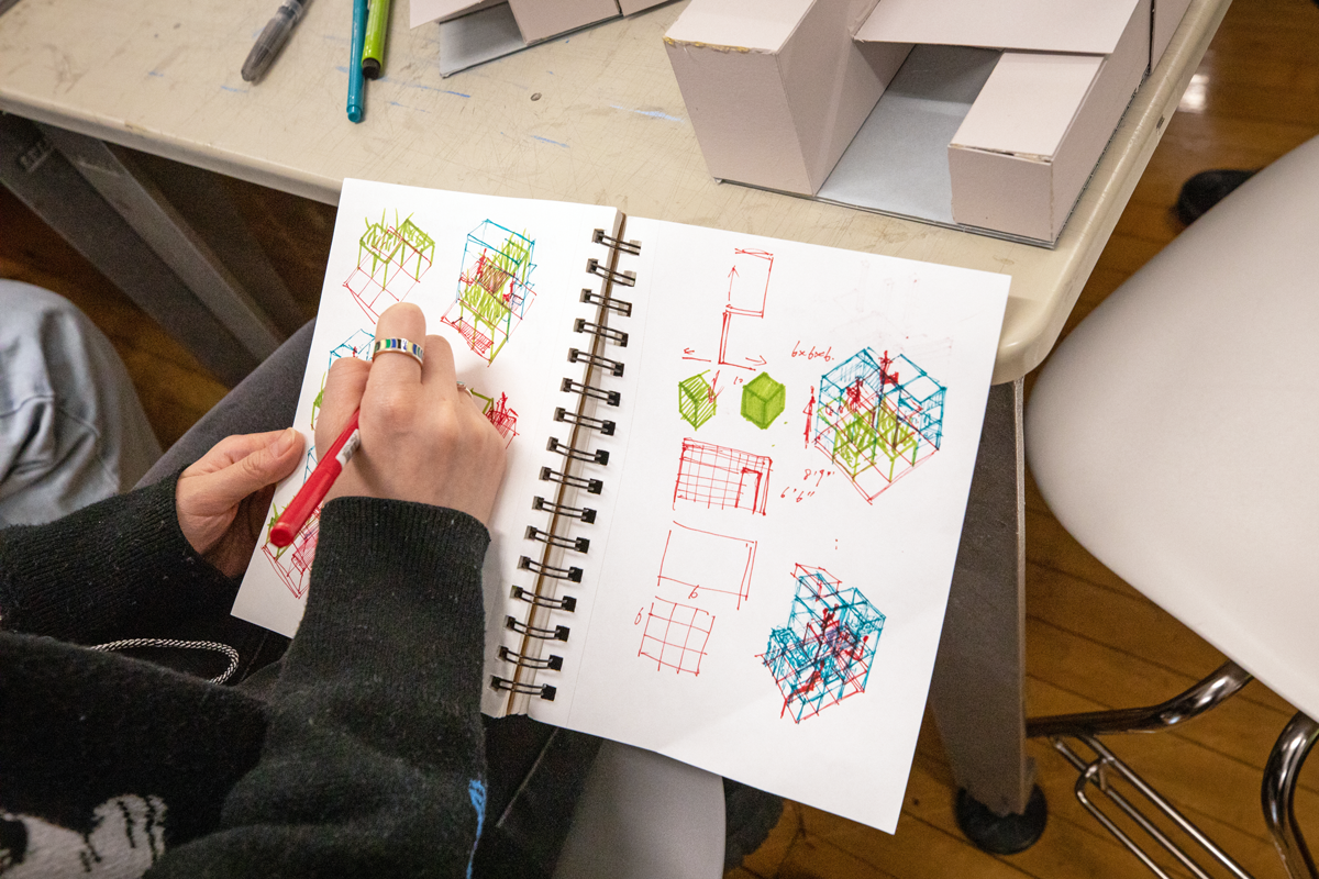Sketching in a studio