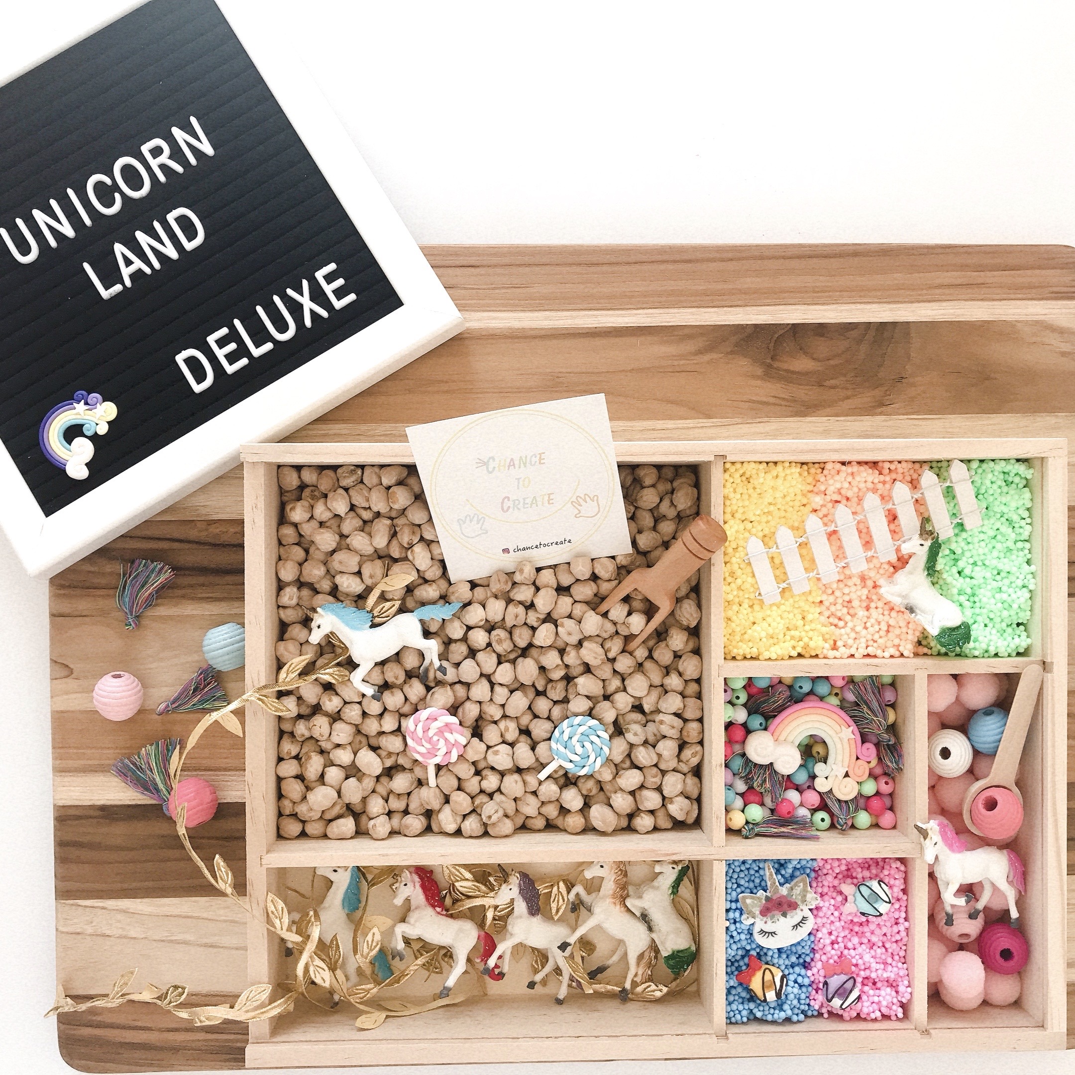 An image of a unicorn themed sensory toy kit