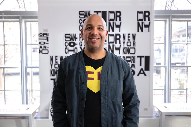 Associate Professor of Graphic Design Ramon Tejada, who works to decoloniize typography and graphic design